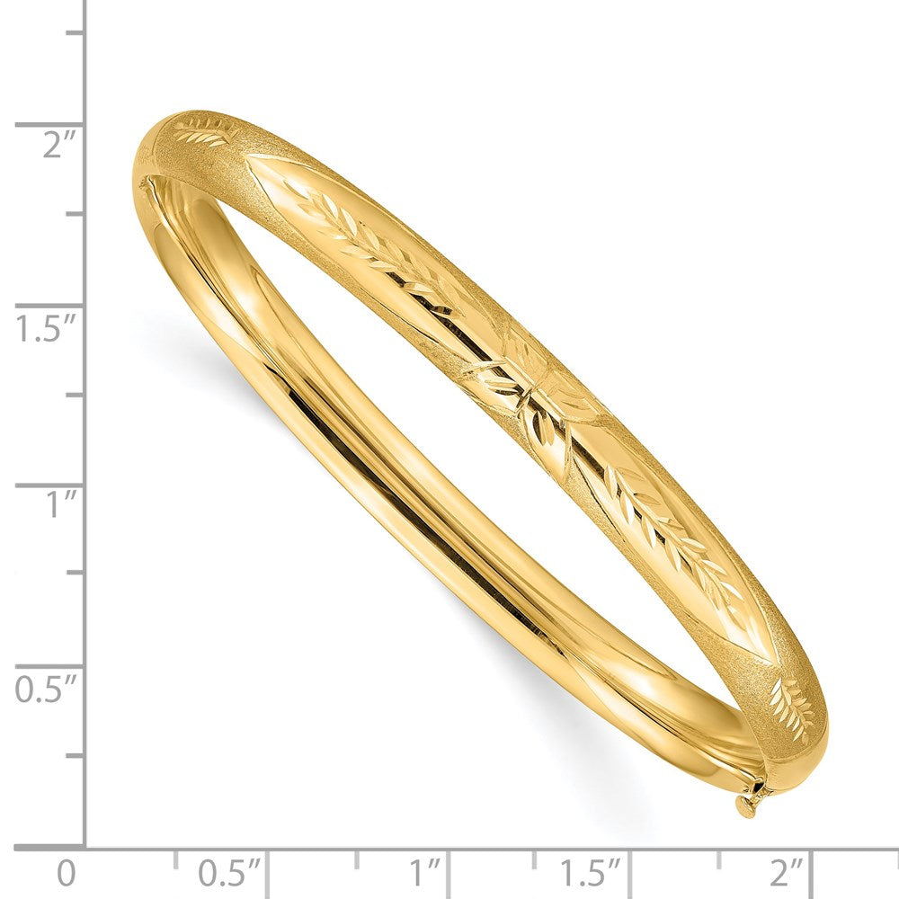 Alternate view of the 6mm 14k Yellow Gold Florentine Engraved Hinged Bangle Bracelet, 8 Inch by The Black Bow Jewelry Co.