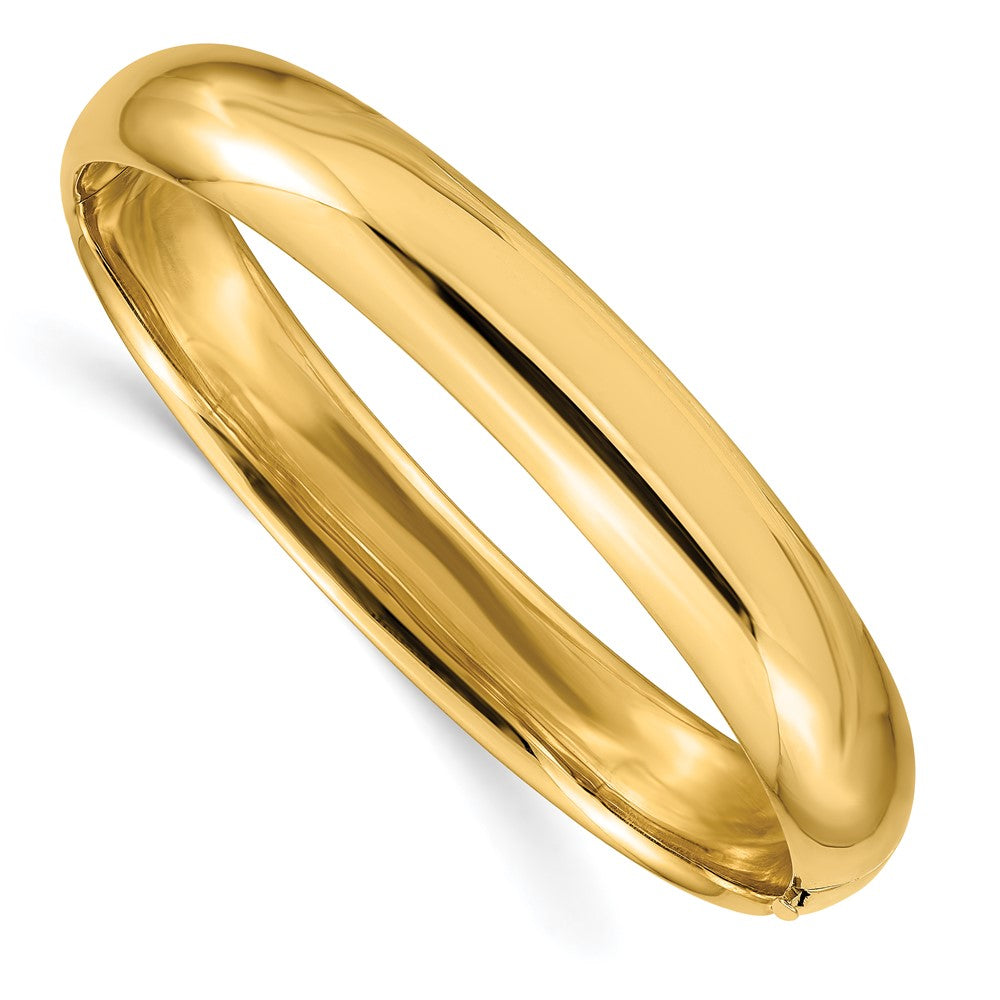 10mm 14k Yellow Gold Polished Domed Hinged Bangle Bracelet, 7 Inch, Item B13595 by The Black Bow Jewelry Co.