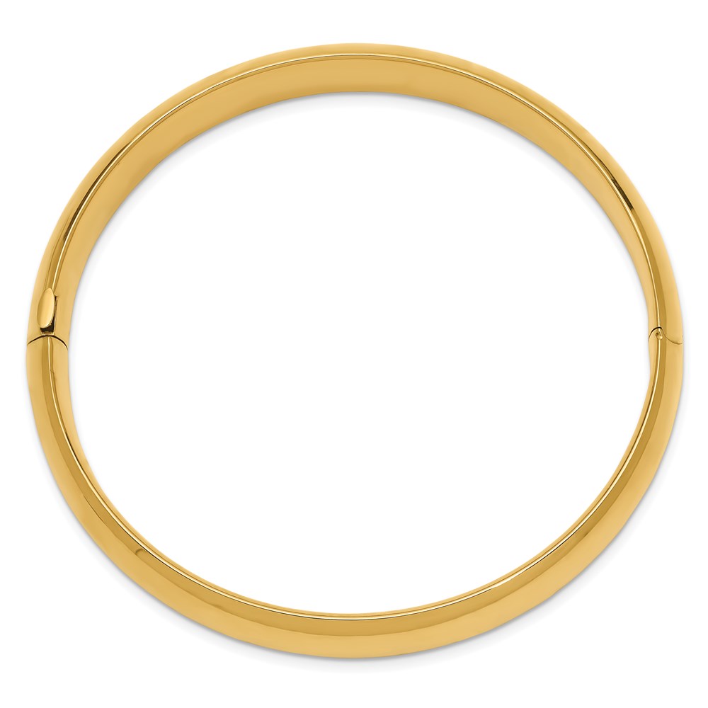 Alternate view of the 10mm 14k Yellow Gold Polished Domed Hinged Bangle Bracelet, 7 Inch by The Black Bow Jewelry Co.