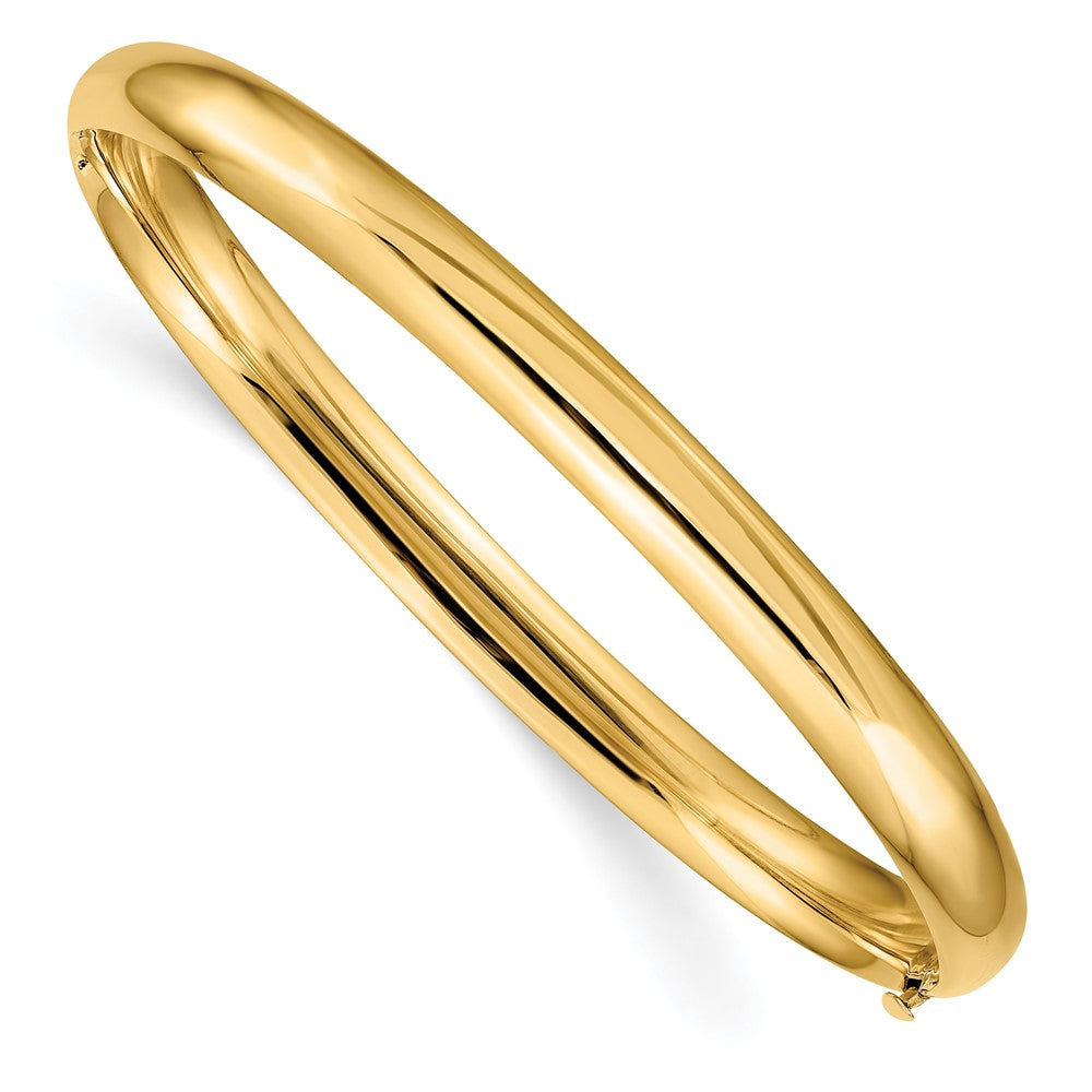 6mm 14k Yellow Gold Polished Domed Hinged Bangle Bracelet, 8 Inch, Item B13600 by The Black Bow Jewelry Co.