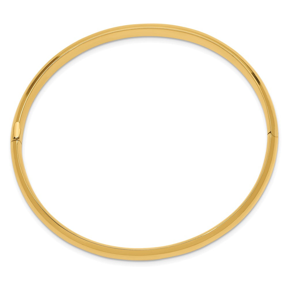 Alternate view of the 6mm 14k Yellow Gold Polished Domed Hinged Bangle Bracelet, 8 Inch by The Black Bow Jewelry Co.
