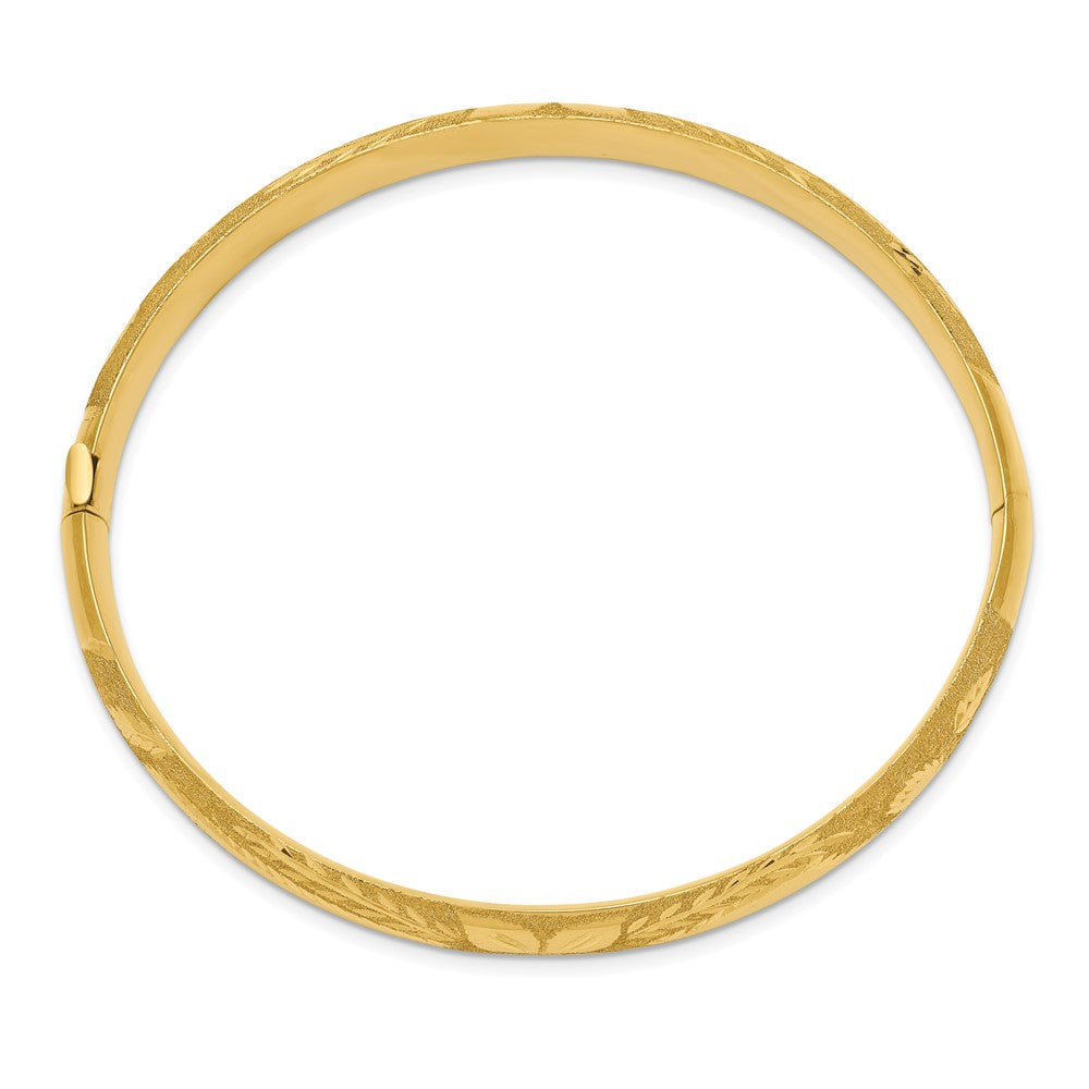 Alternate view of the 8mm 14k Yellow Gold Laser Cut Domed Hinged Bangle Bracelet, 7 Inch by The Black Bow Jewelry Co.