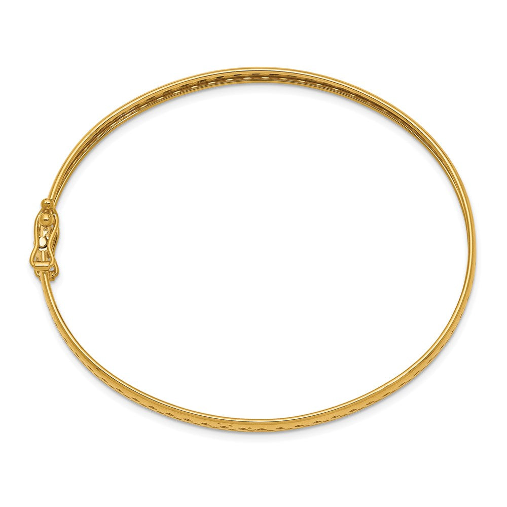 Alternate view of the 4.75mm 14k Yellow Gold Cutout Open Back Hinged Bangle Bracelet by The Black Bow Jewelry Co.