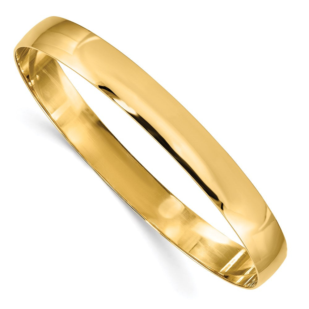 8mm 14k Yellow Gold Solid Polished Half-Round Slip-On Bangle Bracelet, Item B13609 by The Black Bow Jewelry Co.