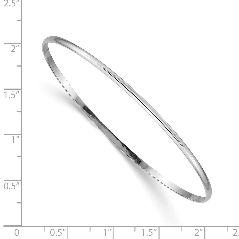 Alternate view of the 2mm 14k White Gold Solid Polished Half-Round Slip-On Bangle Bracelet by The Black Bow Jewelry Co.