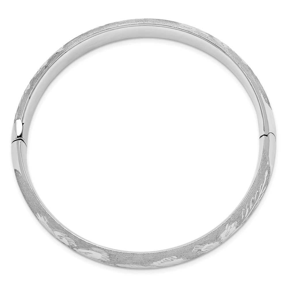 Alternate view of the 11mm 14k White Gold Florentine Engraved Hinged Bangle Bracelet by The Black Bow Jewelry Co.