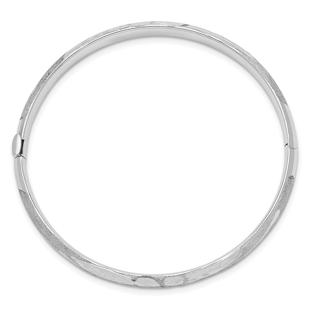 Alternate view of the 5mm 14k White Gold D/C &amp; Florentine Engraved Hinged Bangle Bracelet by The Black Bow Jewelry Co.
