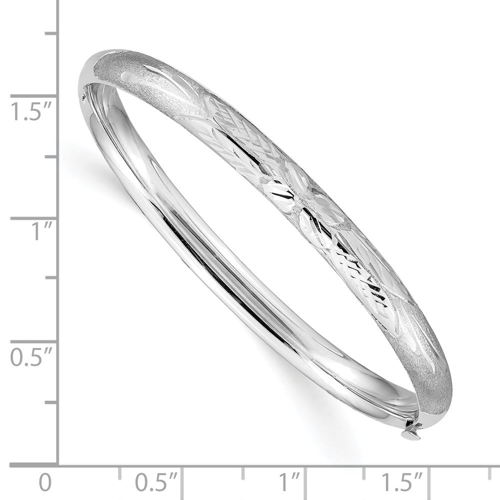 Alternate view of the 5mm 14k White Gold D/C &amp; Florentine Engraved Hinged Bangle Bracelet by The Black Bow Jewelry Co.