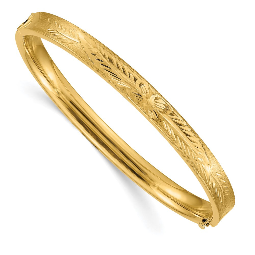 6mm 14k Yellow Gold Diamond Cut Concave Hinged Bangle Bracelet, 7 Inch, Item B13614 by The Black Bow Jewelry Co.