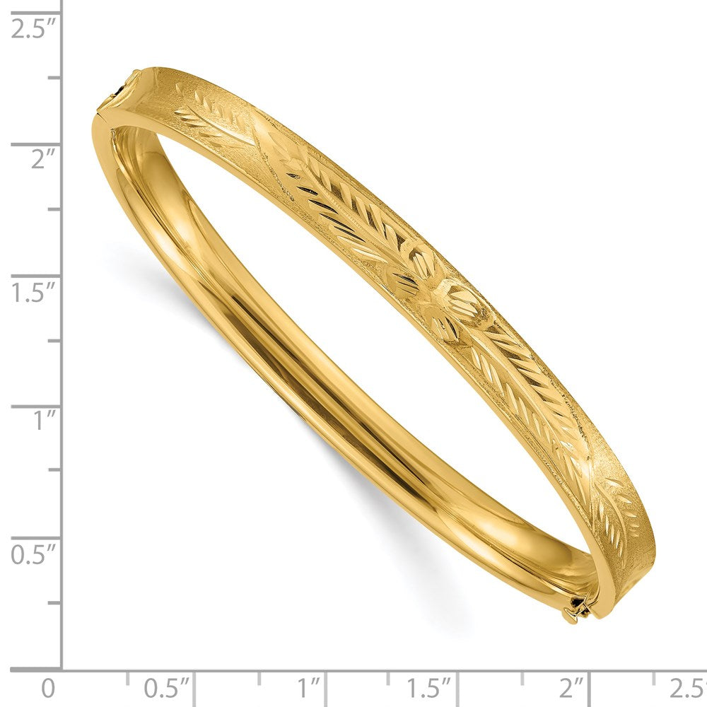 Alternate view of the 6mm 14k Yellow Gold Diamond Cut Concave Hinged Bangle Bracelet, 7 Inch by The Black Bow Jewelry Co.