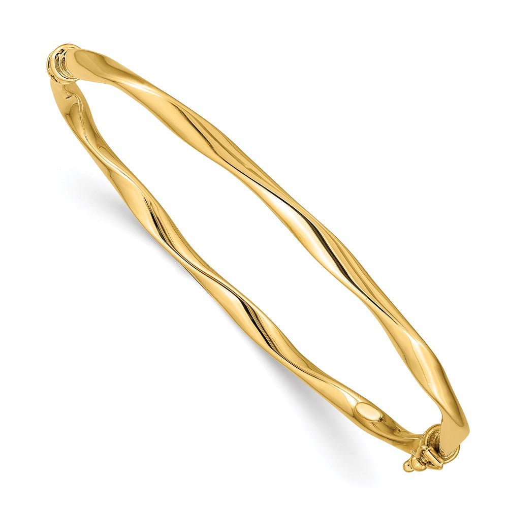 4mm 14k Yellow Gold Twisted Tube Hinged Bangle Bracelet, Item B13622 by The Black Bow Jewelry Co.
