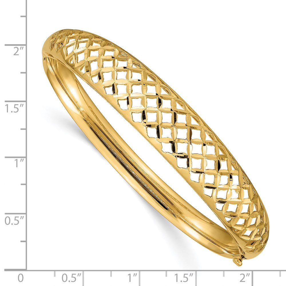 Alternate view of the 14k Yellow Gold Diamond Cut Graduated Weave Hinged Bangle Bracelet by The Black Bow Jewelry Co.