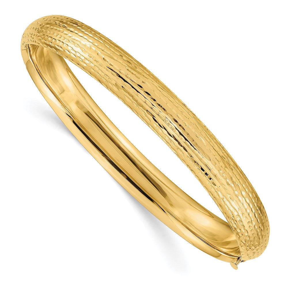 8.75mm 14k Yellow Gold Diamond Cut Fancy Hinged Bangle Bracelet, Item B13630 by The Black Bow Jewelry Co.