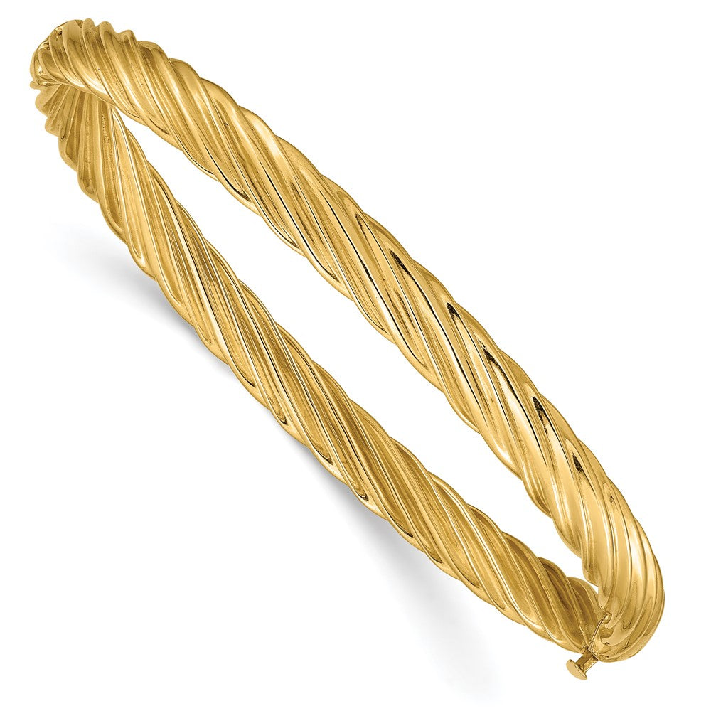 5.5mm 14k Yellow Gold Fancy Swirl Hinged Bangle Bracelet , 7 Inch, Item B13632 by The Black Bow Jewelry Co.