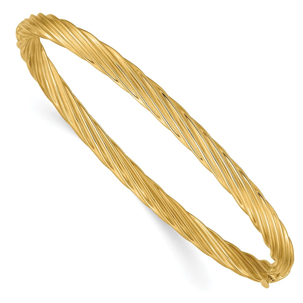 4.5mm 14k Yellow Gold Fancy Swirl Hinged Bangle Bracelet , 8 Inch, Item B13635 by The Black Bow Jewelry Co.