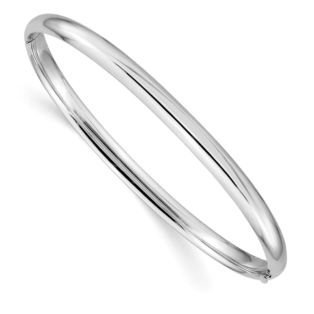 4mm 14k White Gold High Polished Domed Hinged Bangle Bracelet, Item B13636 by The Black Bow Jewelry Co.