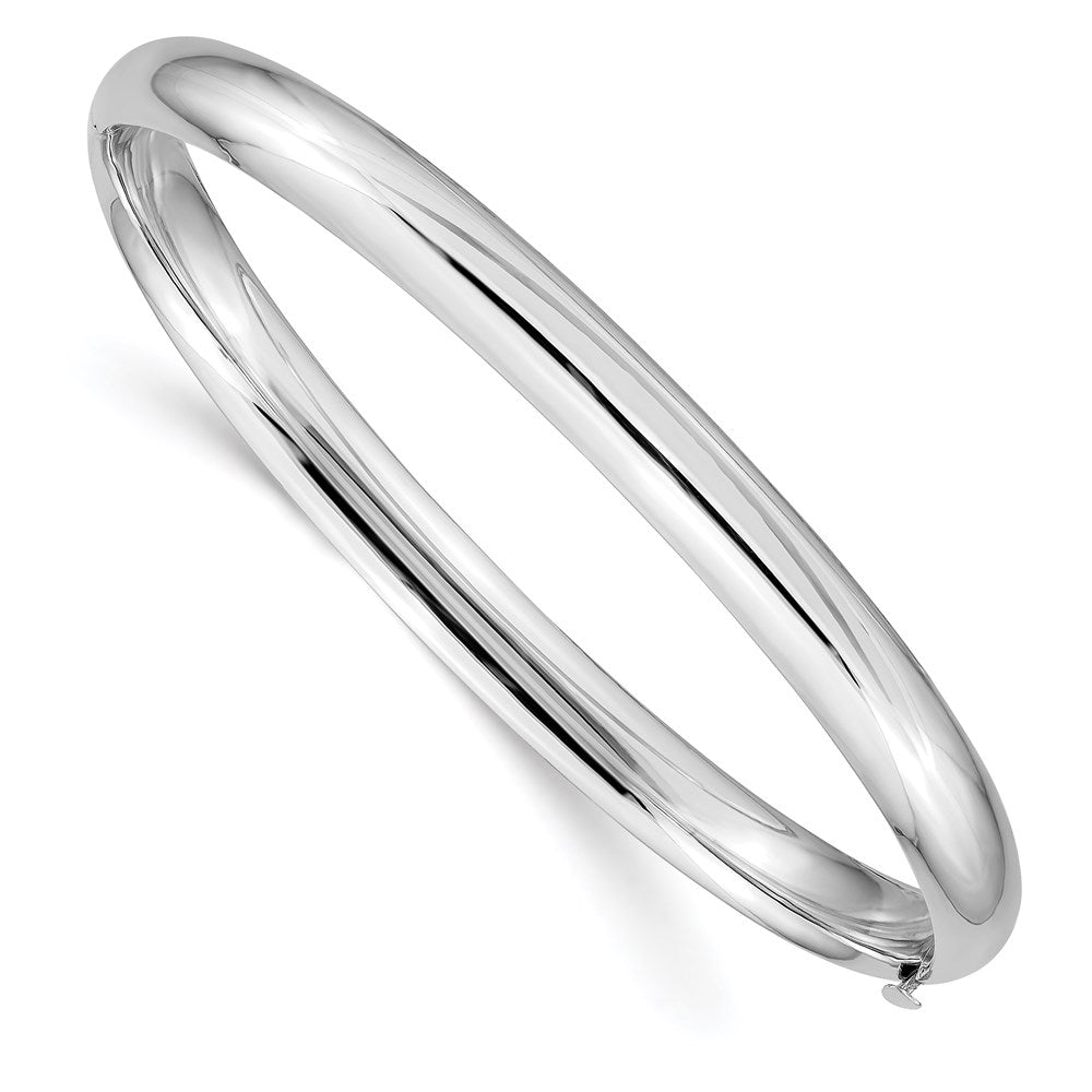 6mm 14k White Gold High Polished Domed Hinged Bangle Bracelet, Item B13637 by The Black Bow Jewelry Co.