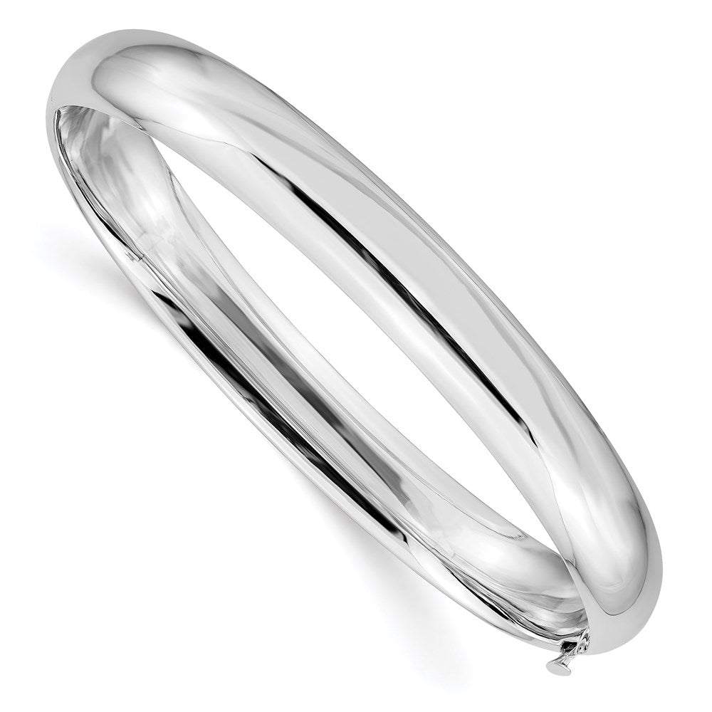 8mm 14k White Gold High Polished Domed Hinged Bangle Bracelet, Item B13638 by The Black Bow Jewelry Co.