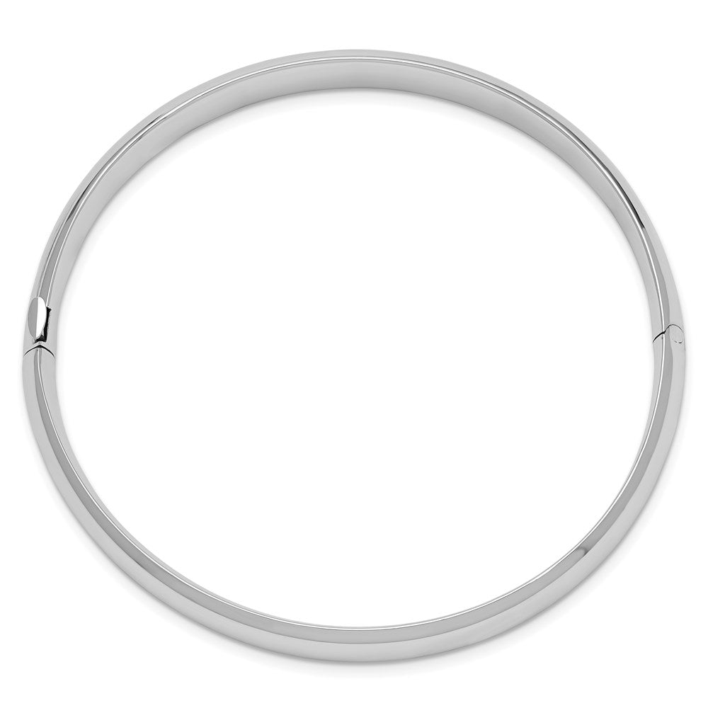 Alternate view of the 8mm 14k White Gold High Polished Domed Hinged Bangle Bracelet by The Black Bow Jewelry Co.