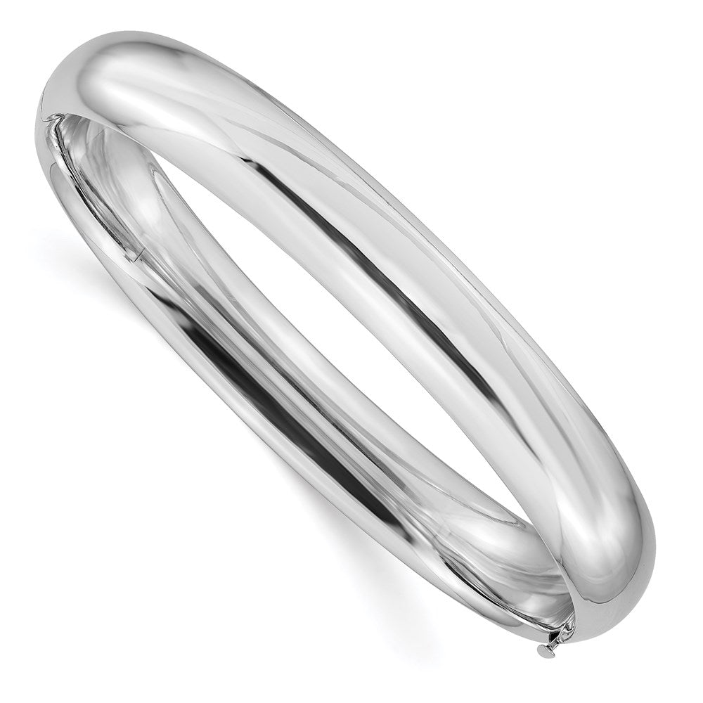 10mm 14k White Gold High Polished Domed Hinged Bangle Bracelet, Item B13639 by The Black Bow Jewelry Co.
