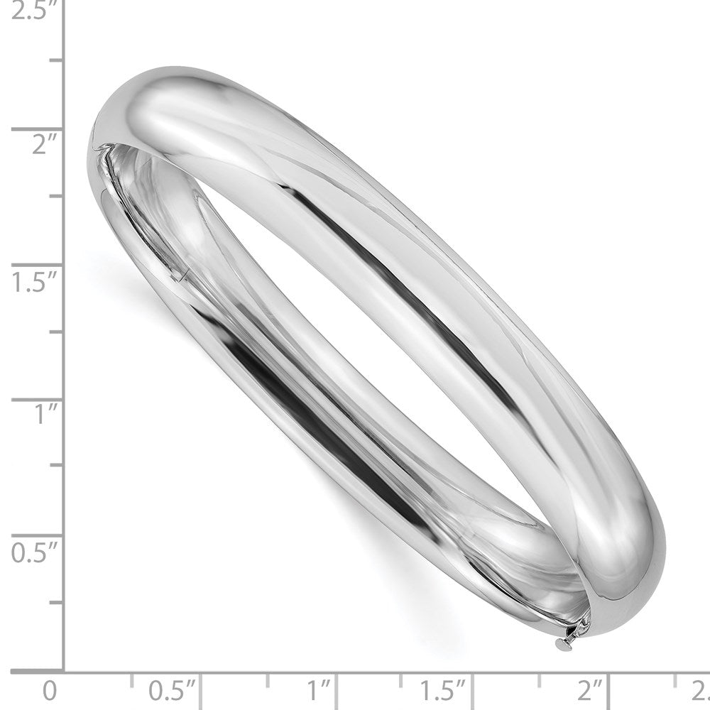 Alternate view of the 10mm 14k White Gold High Polished Domed Hinged Bangle Bracelet by The Black Bow Jewelry Co.