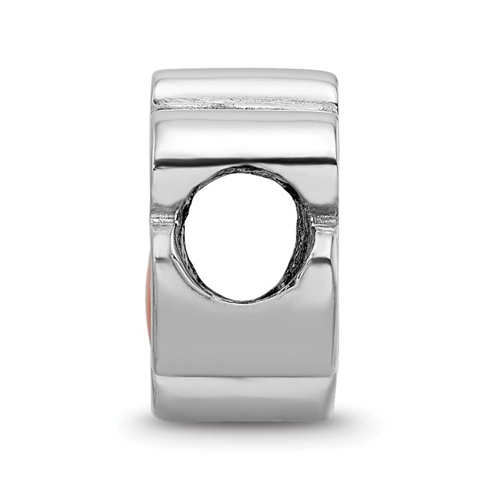 Alternate view of the Sterling Silver Clemson Univ. Paw Print Enamel Logo Bead Charm by The Black Bow Jewelry Co.