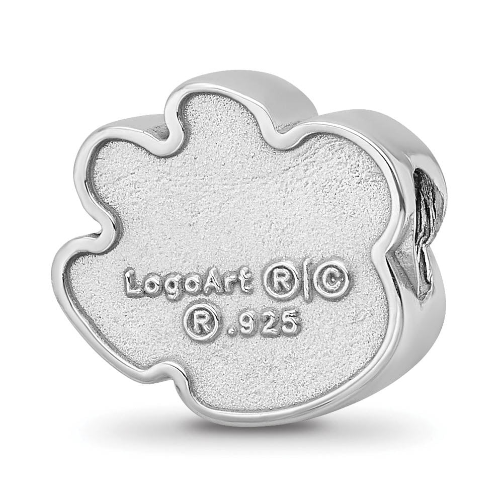 Alternate view of the Sterling Silver Clemson Univ. Paw Print Enamel Logo Bead Charm by The Black Bow Jewelry Co.