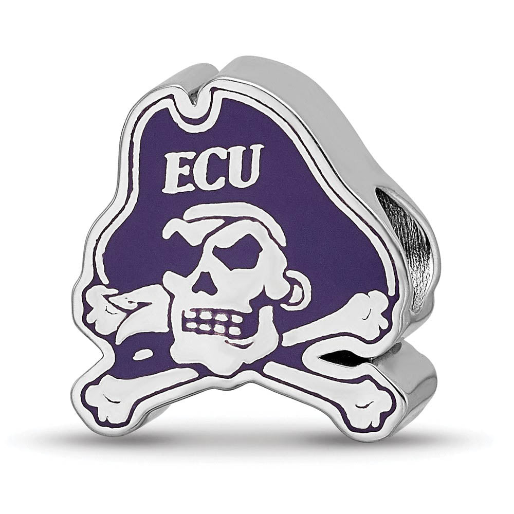 Sterling Silver East Carolina University Enamel Bead Charm, Item B13644 by The Black Bow Jewelry Co.
