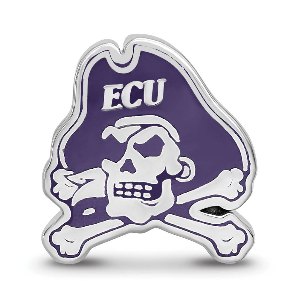 Alternate view of the Sterling Silver East Carolina University Enamel Bead Charm by The Black Bow Jewelry Co.