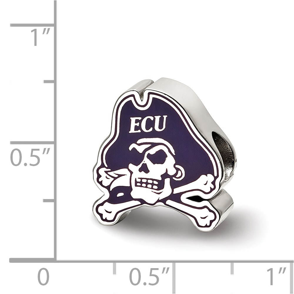 Alternate view of the Sterling Silver East Carolina University Enamel Bead Charm by The Black Bow Jewelry Co.