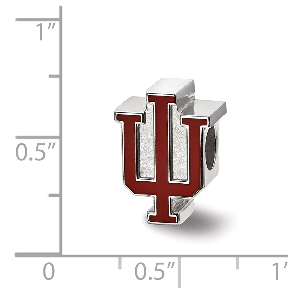 Alternate view of the Sterling Silver Indiana University Block IU Enameled Bead Charm by The Black Bow Jewelry Co.