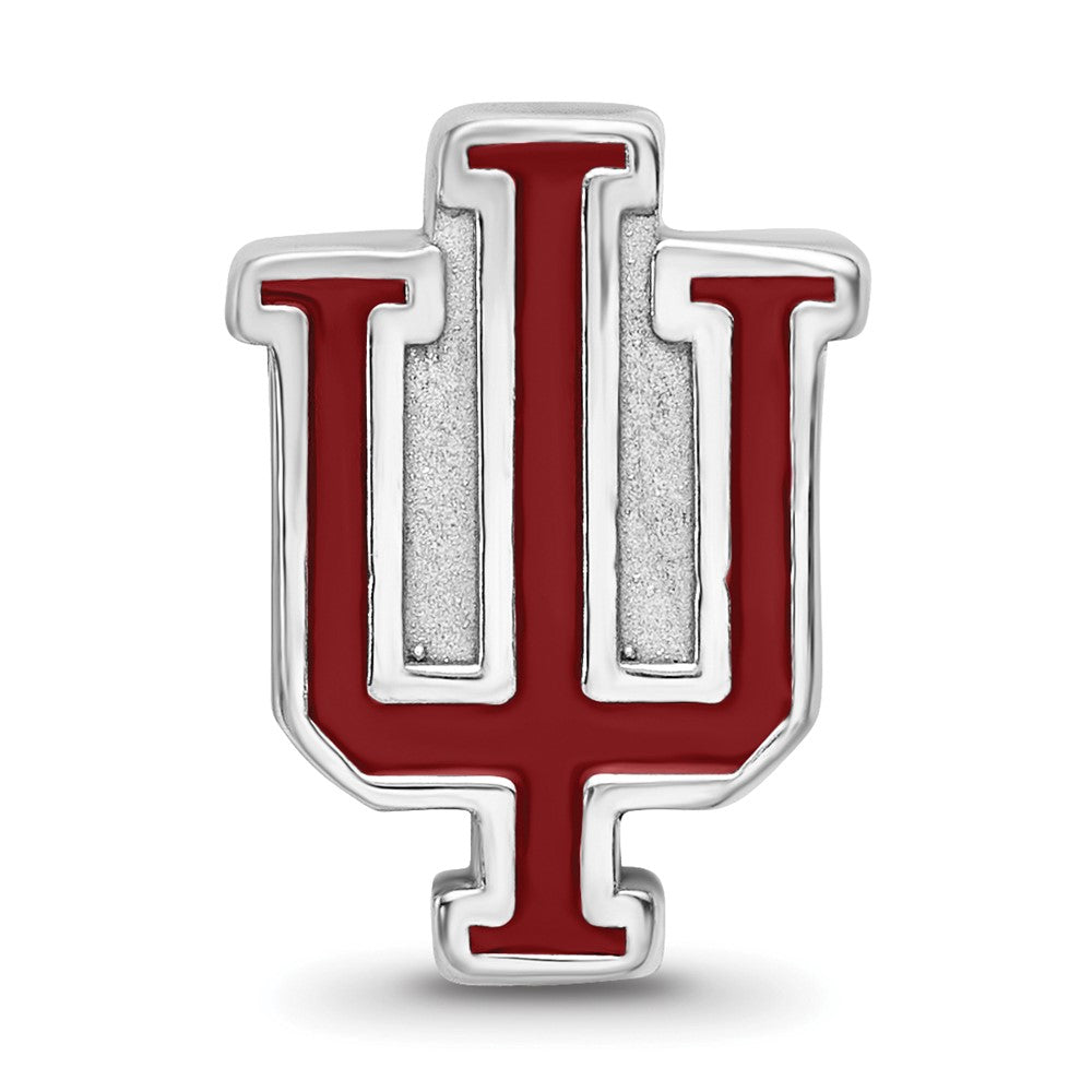 Alternate view of the Sterling Silver Indiana University Block IU Enameled Bead Charm by The Black Bow Jewelry Co.