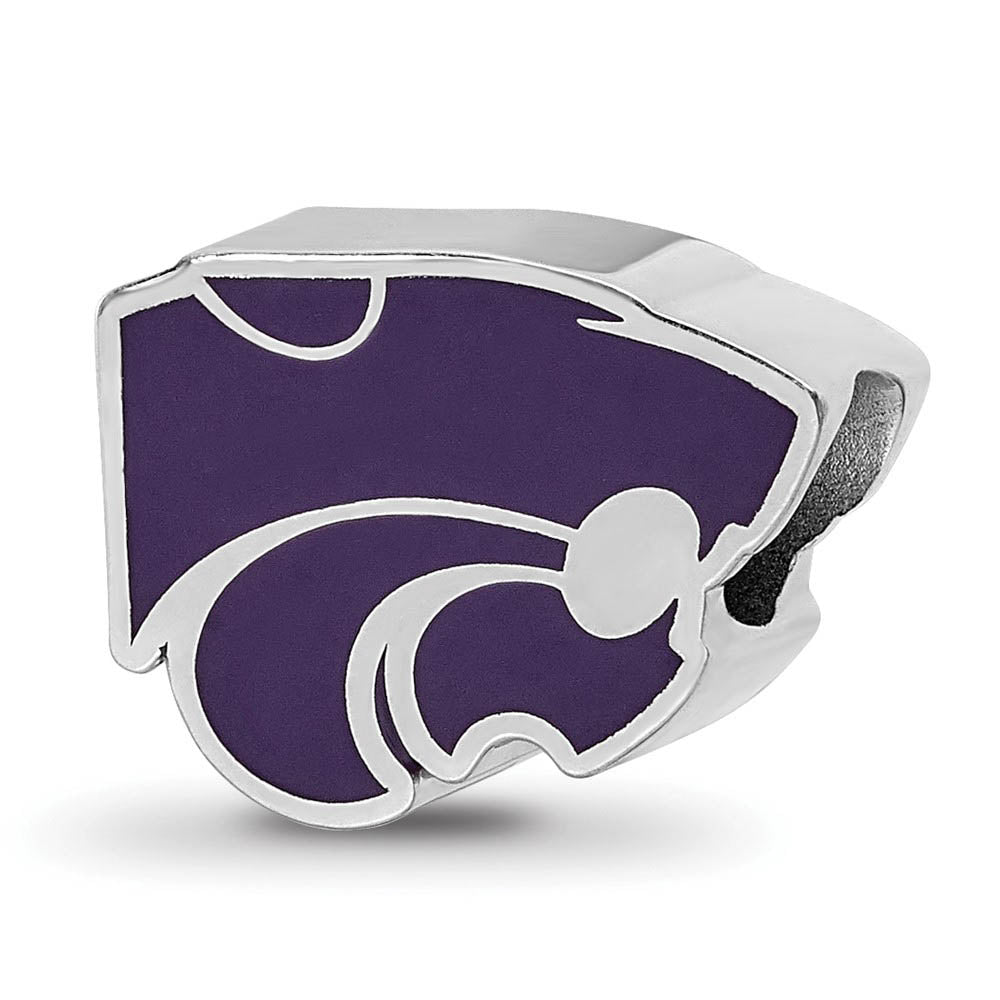 Sterling Silver Kansas State University Enameled Logo Bead Charm, Item B13648 by The Black Bow Jewelry Co.