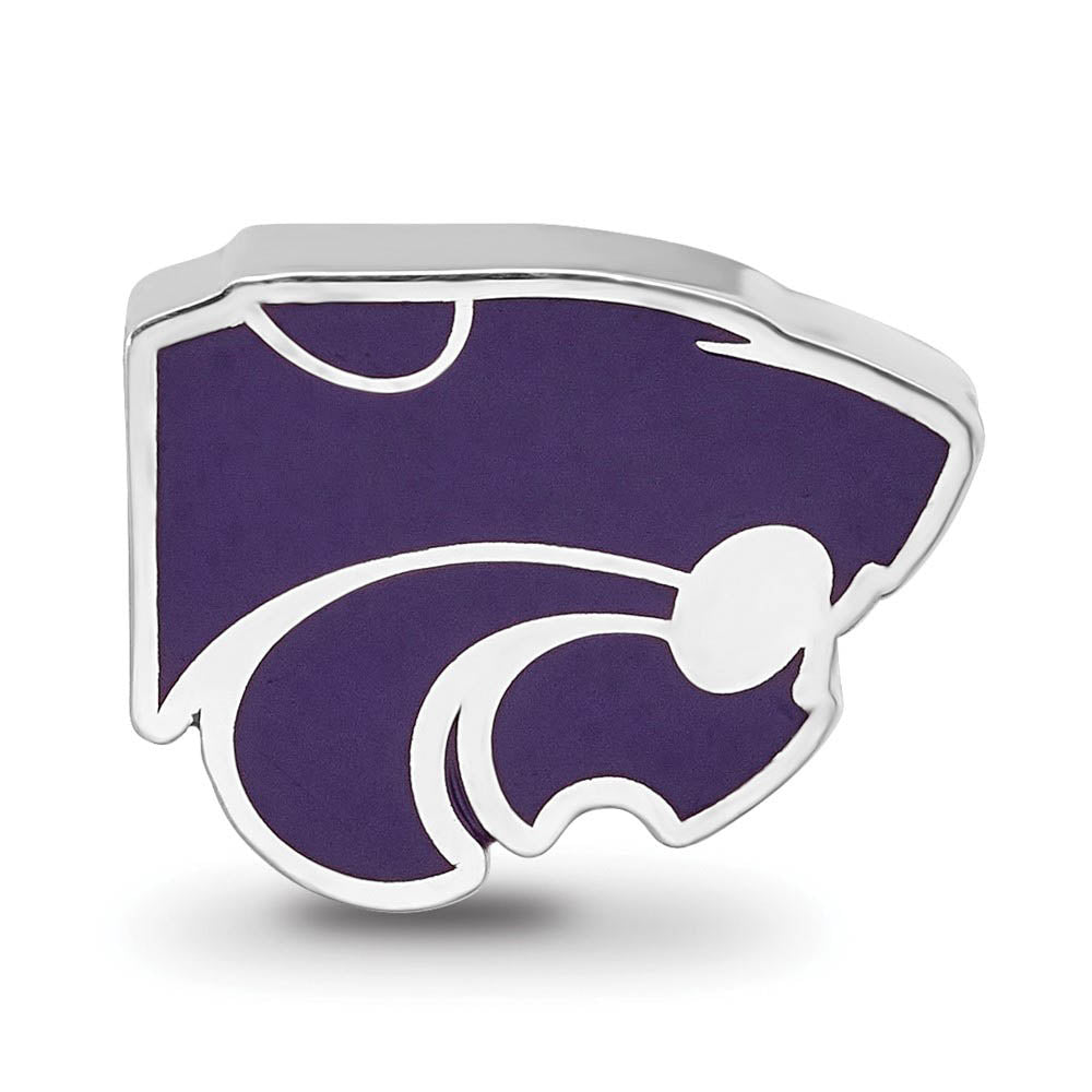 Alternate view of the Sterling Silver Kansas State University Enameled Logo Bead Charm by The Black Bow Jewelry Co.