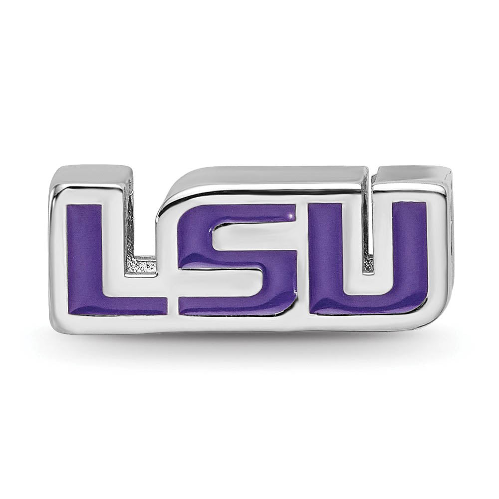 Alternate view of the Sterling Silver Louisiana State U Enameled Logo Bead Charm by The Black Bow Jewelry Co.