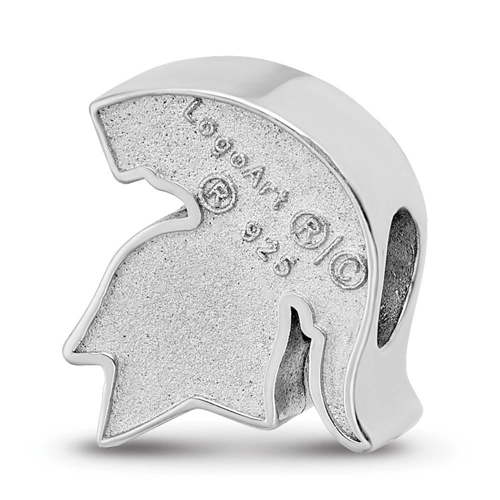 Alternate view of the Sterling Silver Michigan State U Spartan Head Enameled Bead Charm by The Black Bow Jewelry Co.