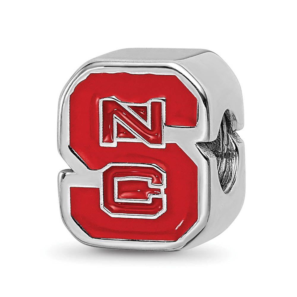 Sterling Silver North Carolina State U Enameled Logo Bead Charm, Item B13652 by The Black Bow Jewelry Co.
