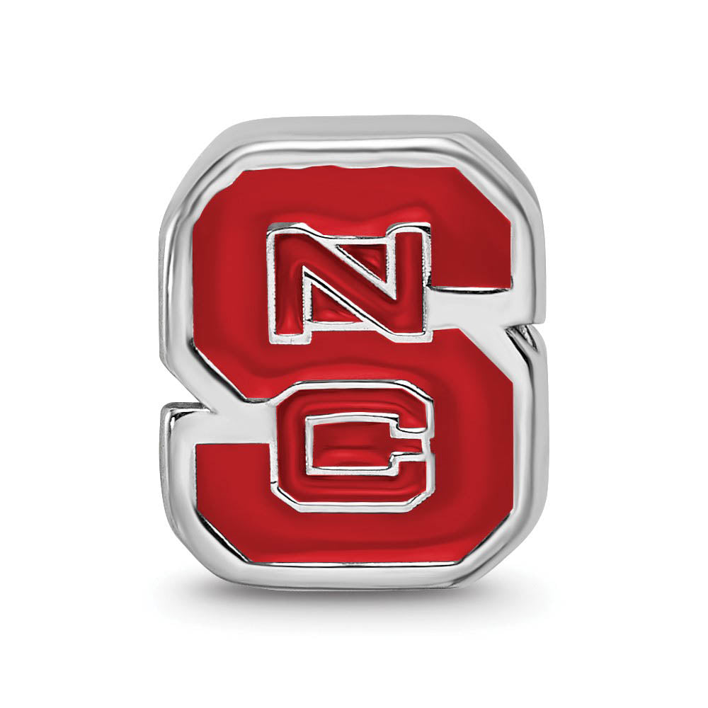 Alternate view of the Sterling Silver North Carolina State U Enameled Logo Bead Charm by The Black Bow Jewelry Co.