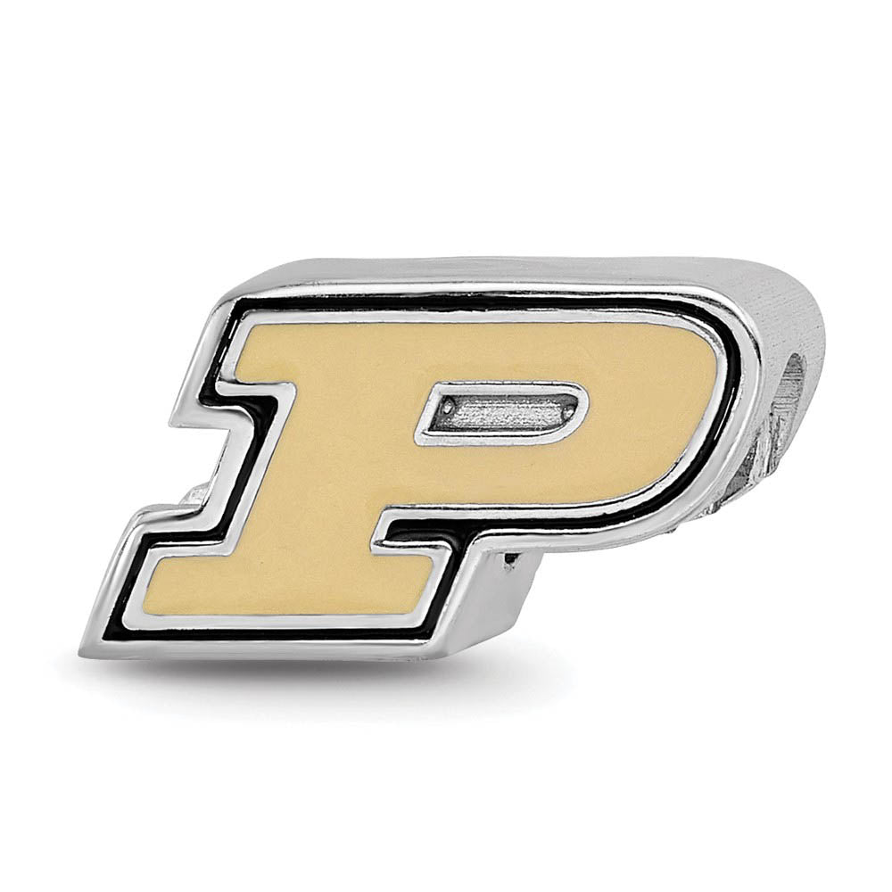 Sterling Silver Purdue University Enameled Logo Bead Charm, Item B13654 by The Black Bow Jewelry Co.