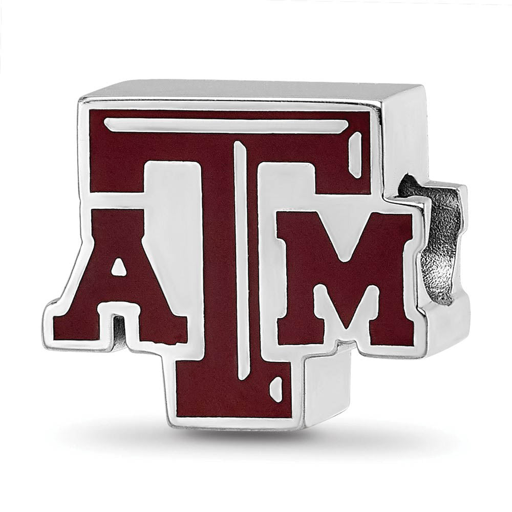 Sterling Silver Texas A&M University aTm Enameled Logo Bead Charm, Item B13655 by The Black Bow Jewelry Co.