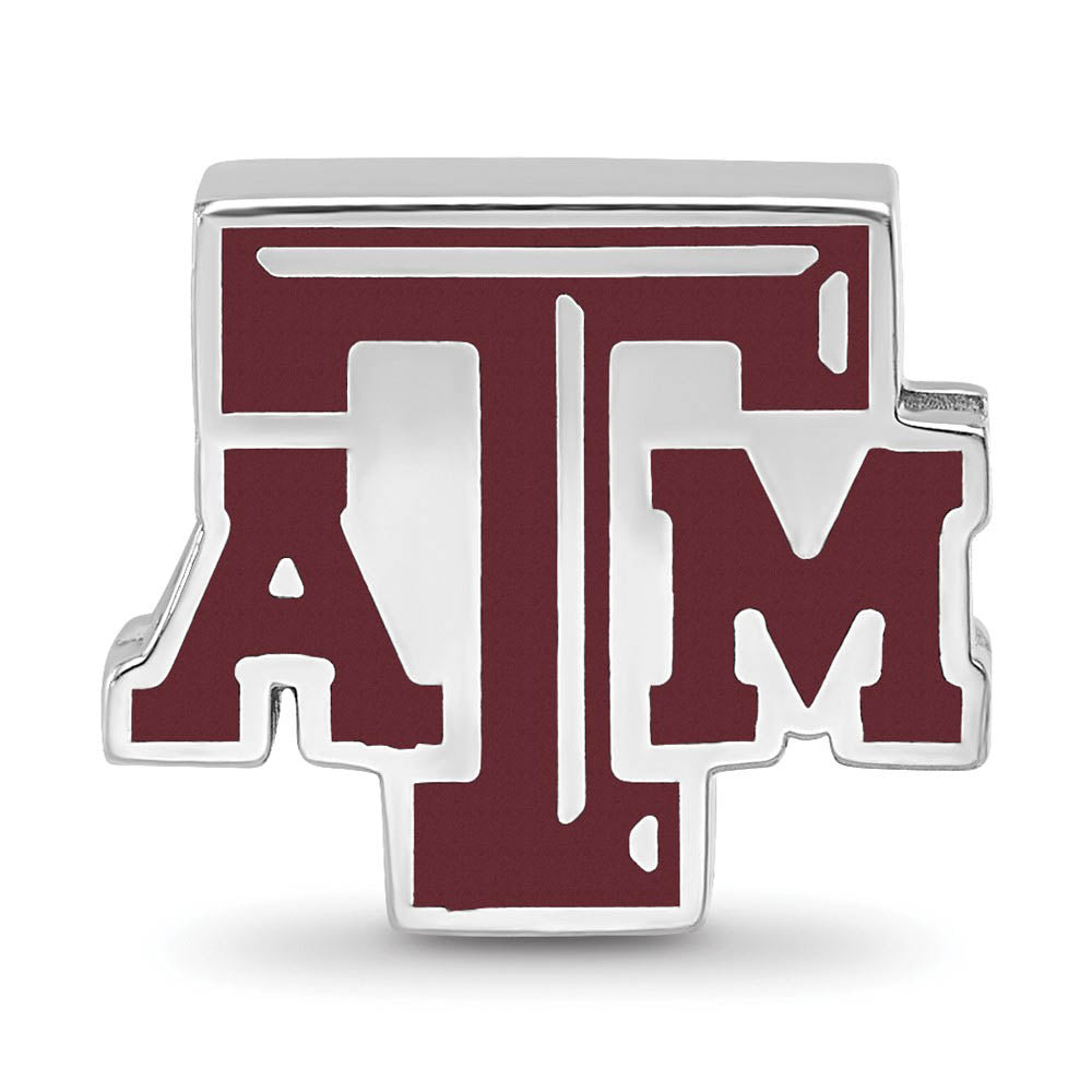 Alternate view of the Sterling Silver Texas A&M University aTm Enameled Logo Bead Charm by The Black Bow Jewelry Co.