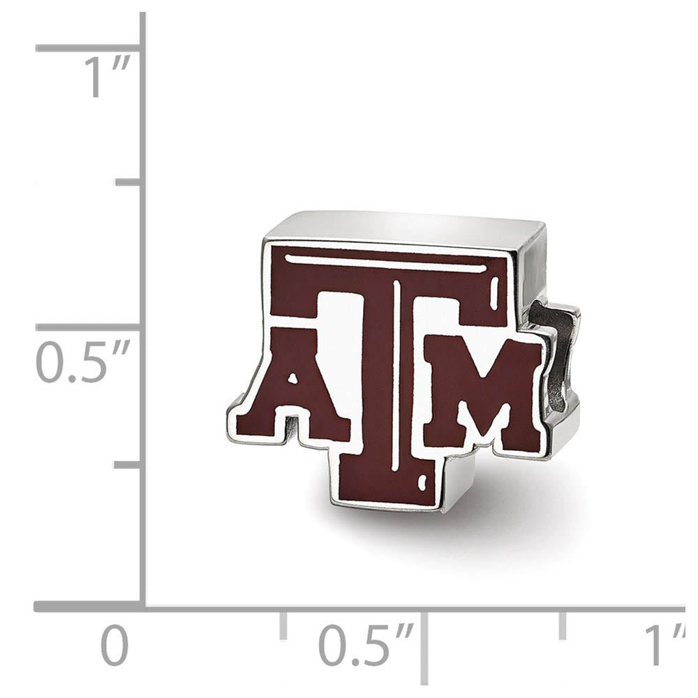 Alternate view of the Sterling Silver Texas A&M University aTm Enameled Logo Bead Charm by The Black Bow Jewelry Co.