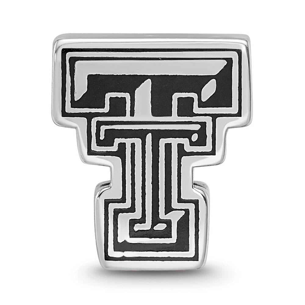 Alternate view of the Sterling Silver Texas Tech University Block TT Enamel Bead Charm by The Black Bow Jewelry Co.