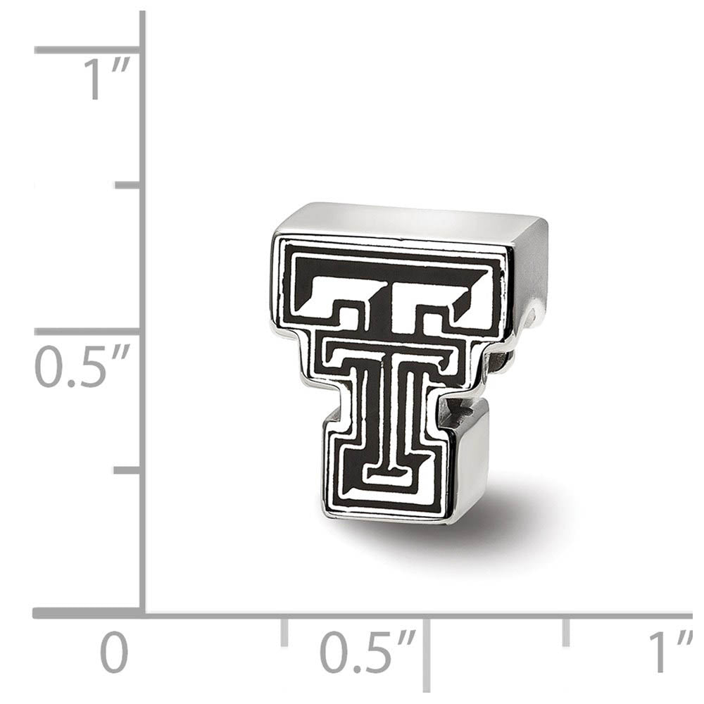 Alternate view of the Sterling Silver Texas Tech University Block TT Enamel Bead Charm by The Black Bow Jewelry Co.