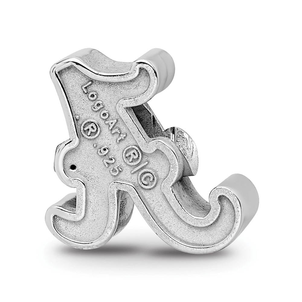 Alternate view of the Sterling Silver The U of Alabama Script A Enamel Bead Charm by The Black Bow Jewelry Co.