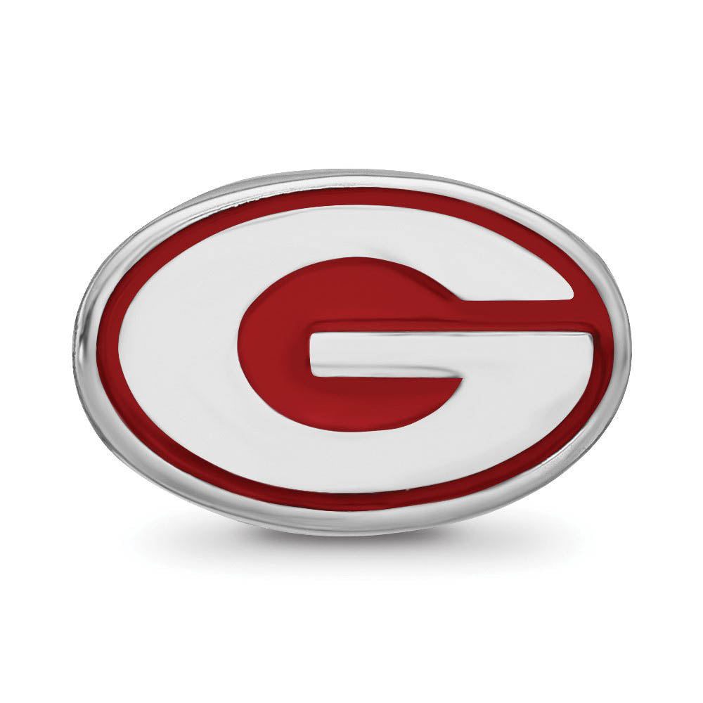 Alternate view of the Sterling Silver University of Georgia G Enameled Logo Bead Charm by The Black Bow Jewelry Co.