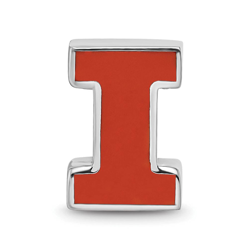 Alternate view of the Sterling Silver University of Illinois Block I Enamel Bead Charm by The Black Bow Jewelry Co.