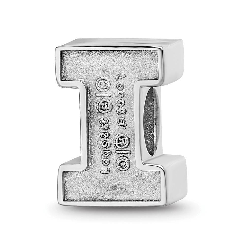 Alternate view of the Sterling Silver University of Illinois Block I Enamel Bead Charm by The Black Bow Jewelry Co.