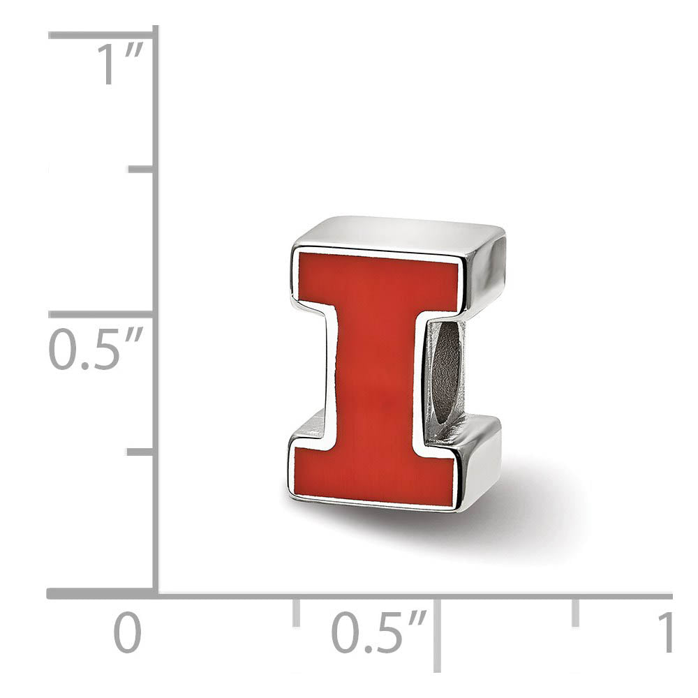 Alternate view of the Sterling Silver University of Illinois Block I Enamel Bead Charm by The Black Bow Jewelry Co.