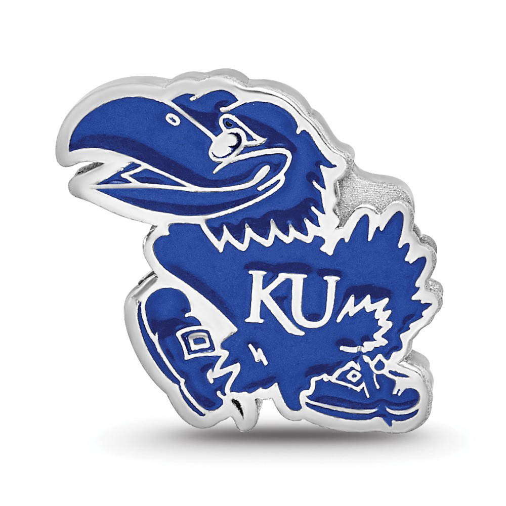 Alternate view of the Sterling Silver The Univ. of Kansas Jayhawk Enamel Bead Charm by The Black Bow Jewelry Co.